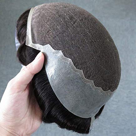 Swiss Lace with PU side and back Natural Hair Line Human Hair Men’s Toupee for Hair loss